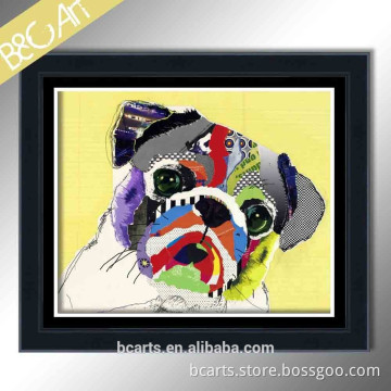 Lovely abstract vivid Pug Dog painting for child care center